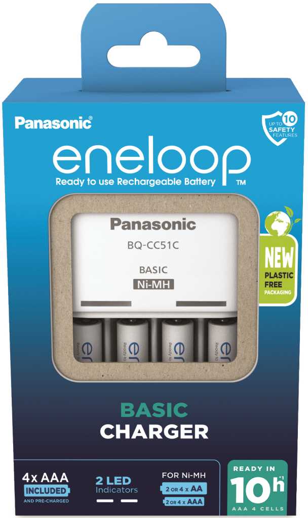 Bild von Panasonic eneloop Basic Charger BQ-CC51C inklusive 4x HR-4UTGB / BK-4MCDE