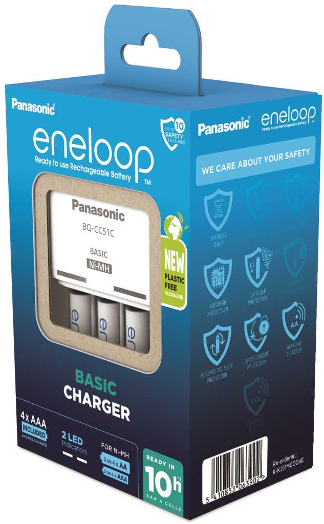 Bild von Panasonic eneloop Basic Charger BQ-CC51C inklusive 4x HR-4UTGB / BK-4MCDE