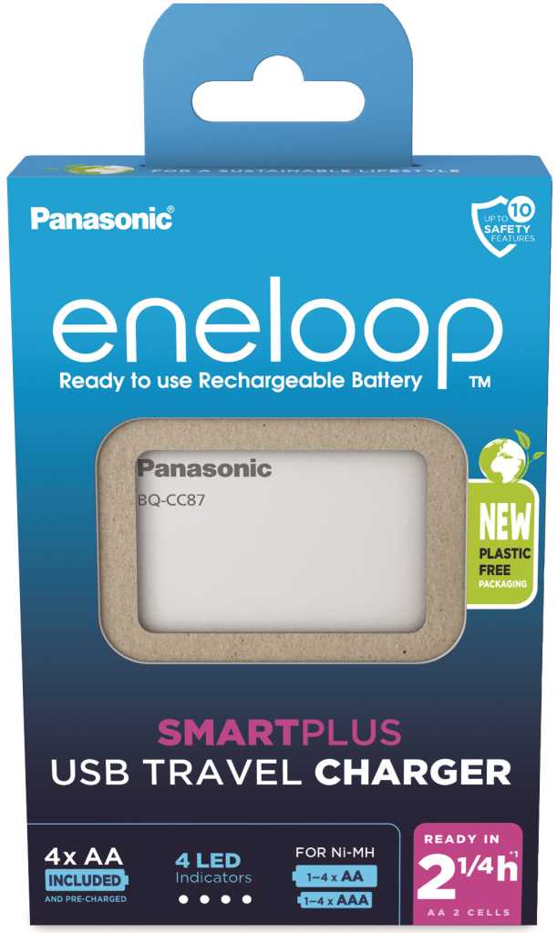 Bild von Panasonic eneloop USB in & out Charger BQ-CC87 inklusive 4x HR-3UTGB / BK-3MCDE