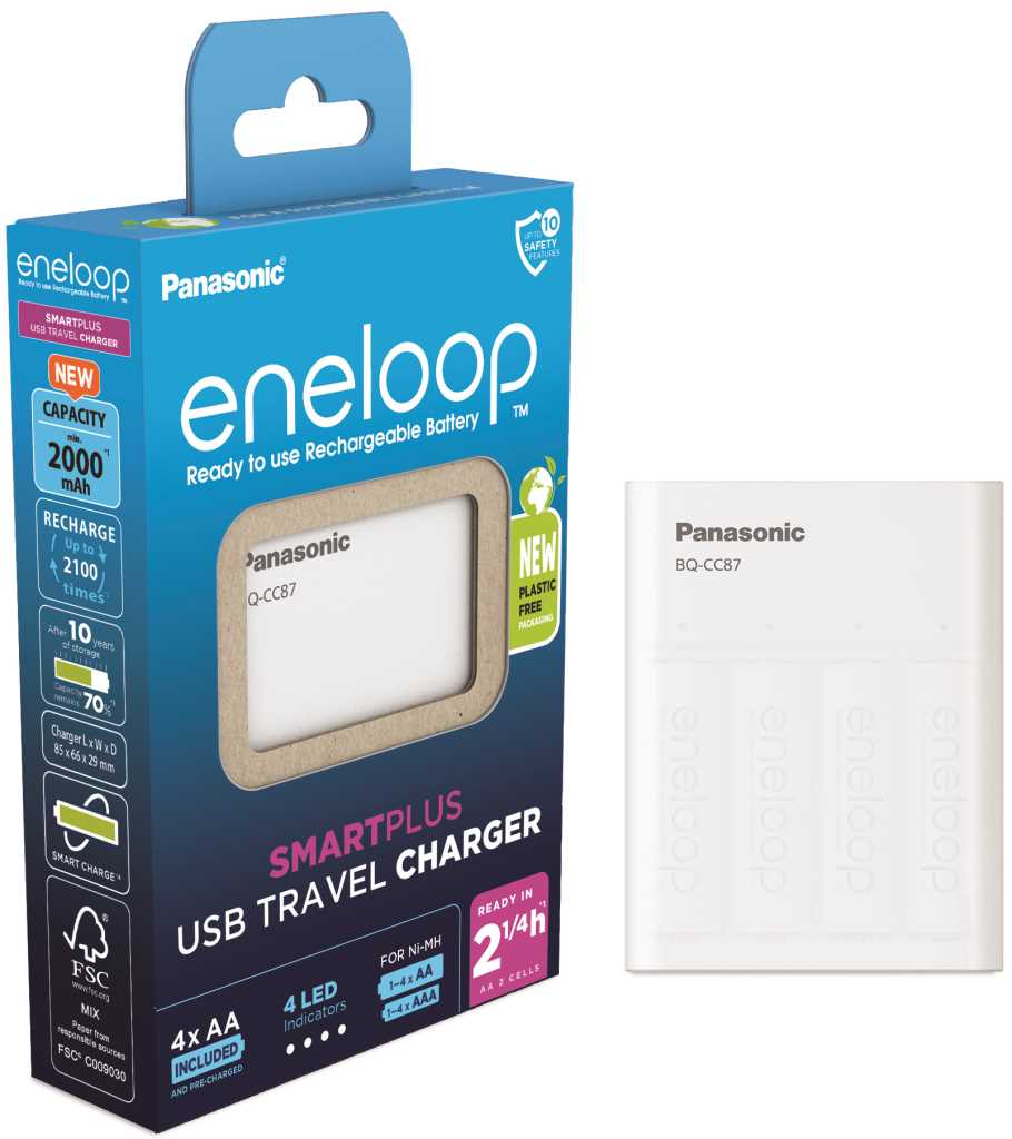 Bild von Panasonic eneloop USB in & out Charger BQ-CC87 inklusive 4x HR-3UTGB / BK-3MCDE