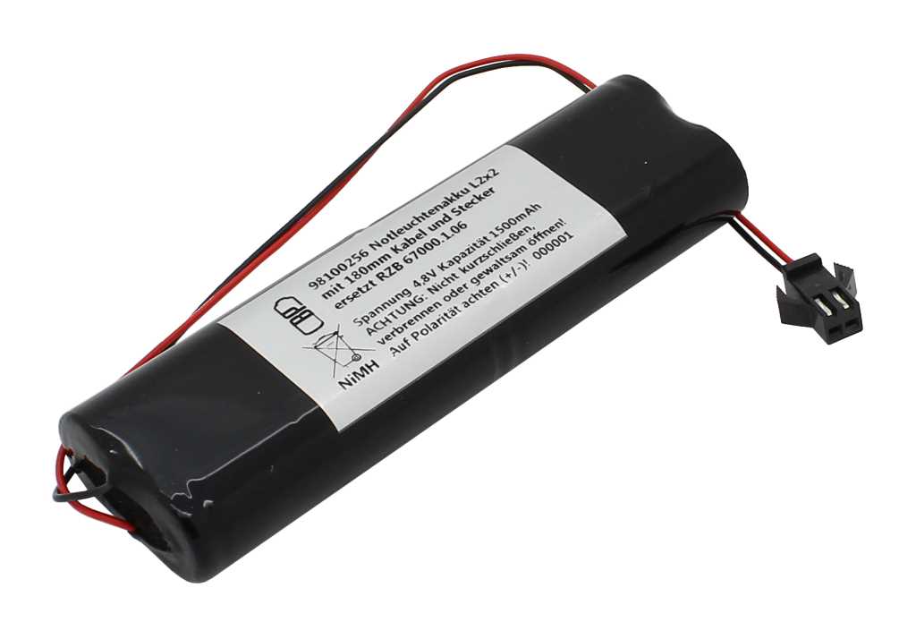 Bild von Notleuchtenakku NiMH 4,8V 1100mAh L2x2 Mignon AA mit 150mm Kabel  ersetzt RZB H-AA1200BTX4-JST/HF